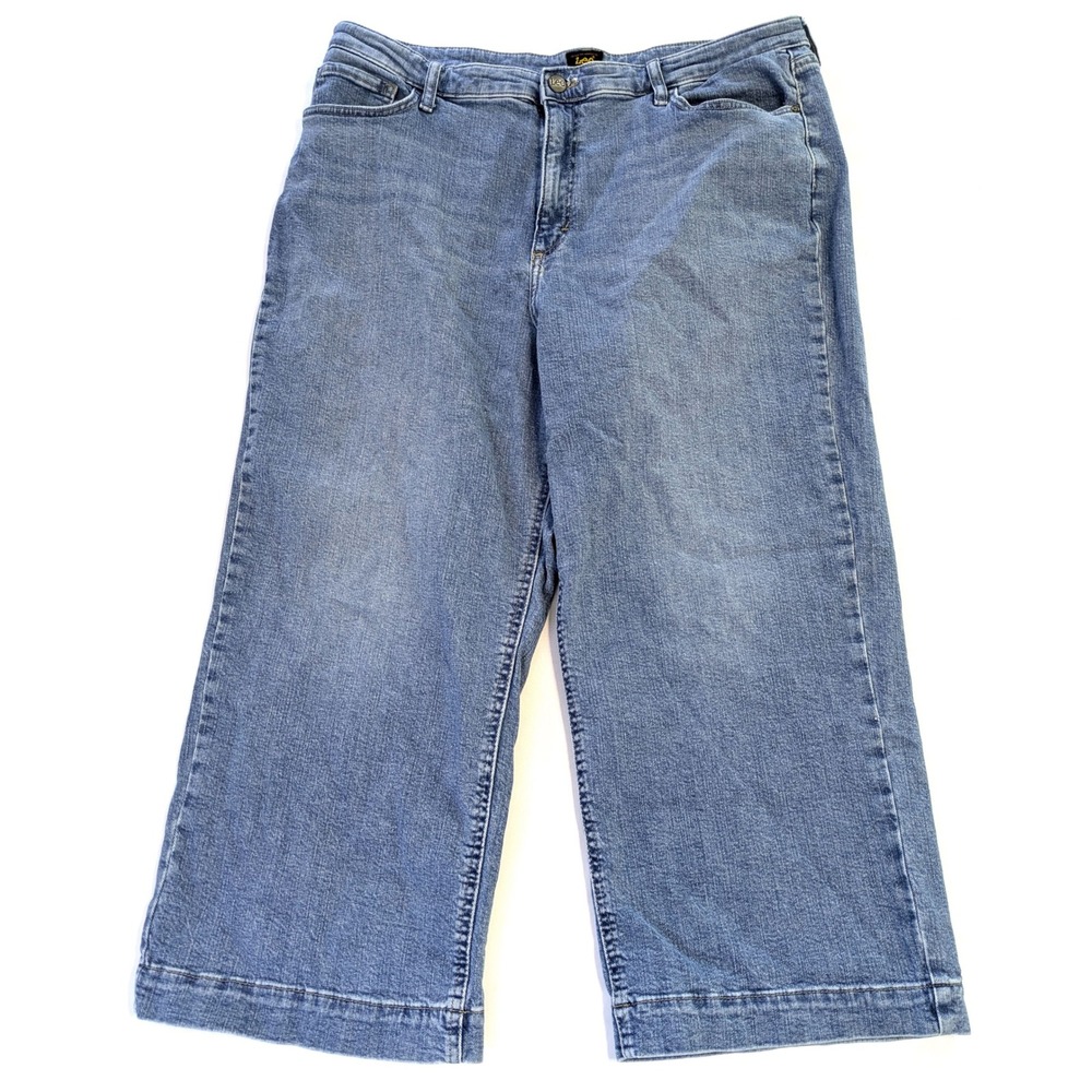 Lee Womens Wide Leg Crop Jeans Medium Wash Denim Size 18M 112333180